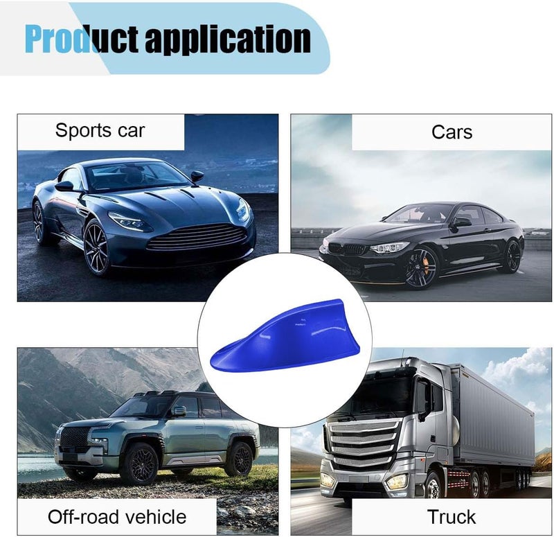 LHDOS Car Shark Fin Antenna Cover, Plastic Automotive Signal Roof Aerial Base Cover with Adhesive Tape, Universal Vehicle Decorative Replacement Accessories for Car Truck SUV (Blue) - Image 5